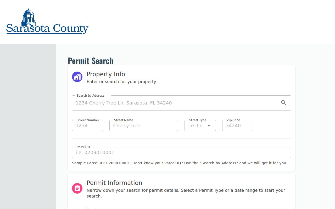 Sarasota County residents directory county permit records