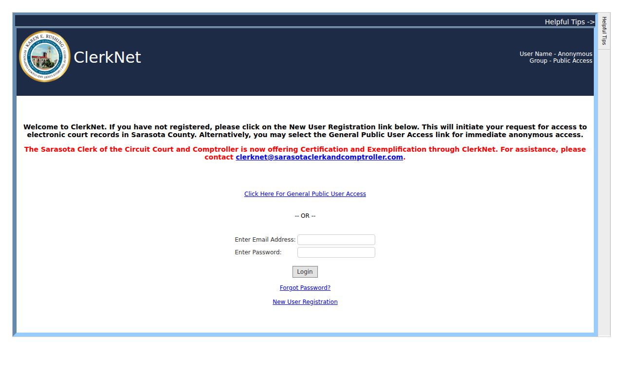 Sarasota County residents directory court lookup