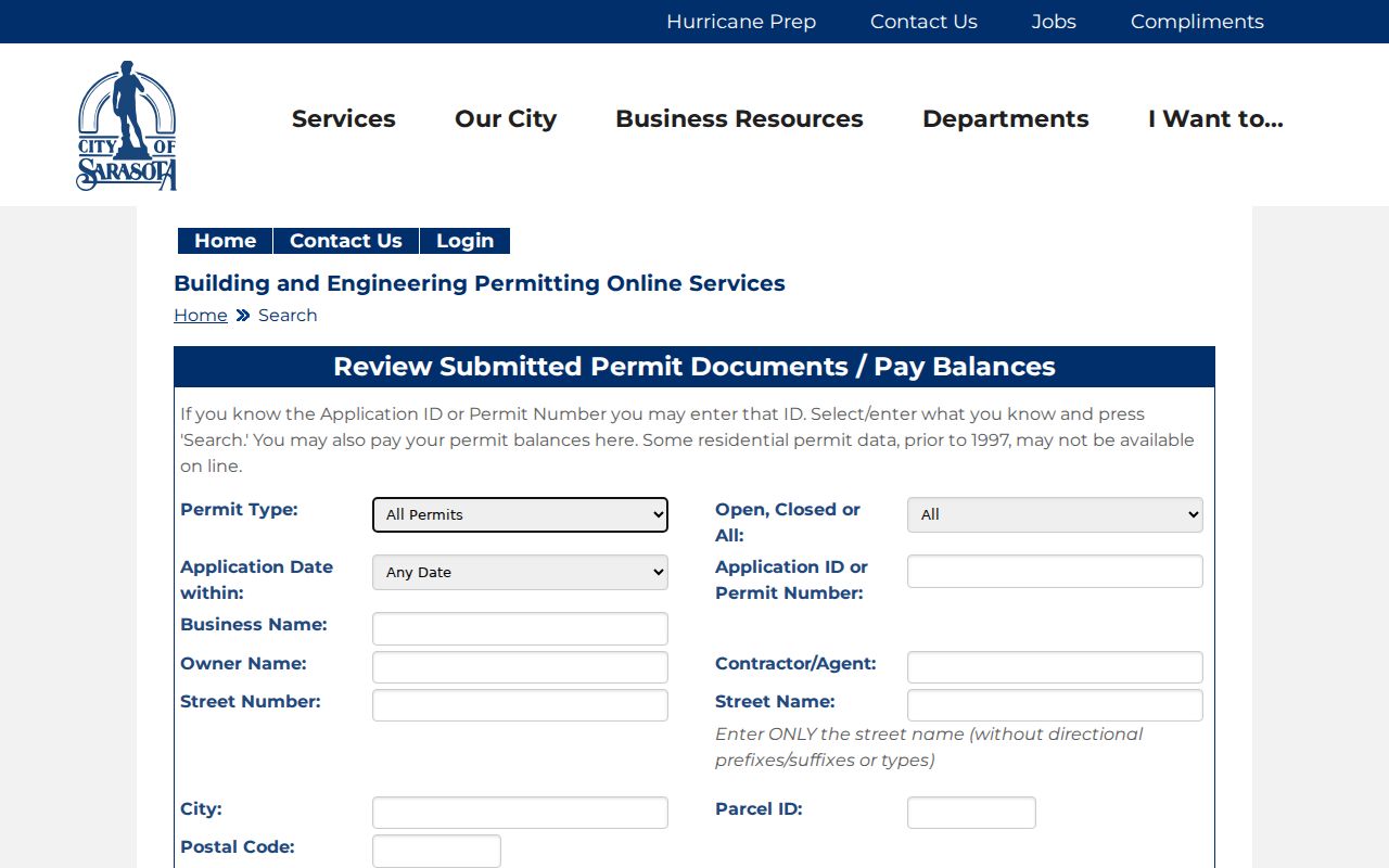 Sarasota County residents directory city permit search