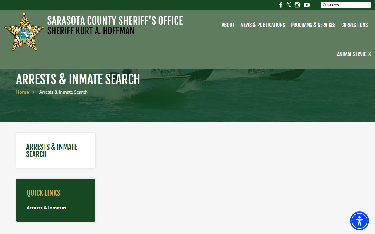 Sarasota County Sheriff arrest and inmate search for a dated public-record check