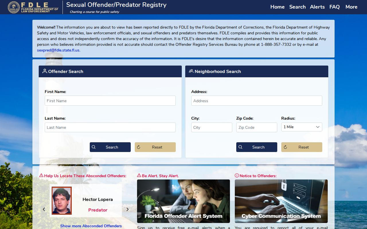 FDLE registry search used cautiously in Sarasota County address history