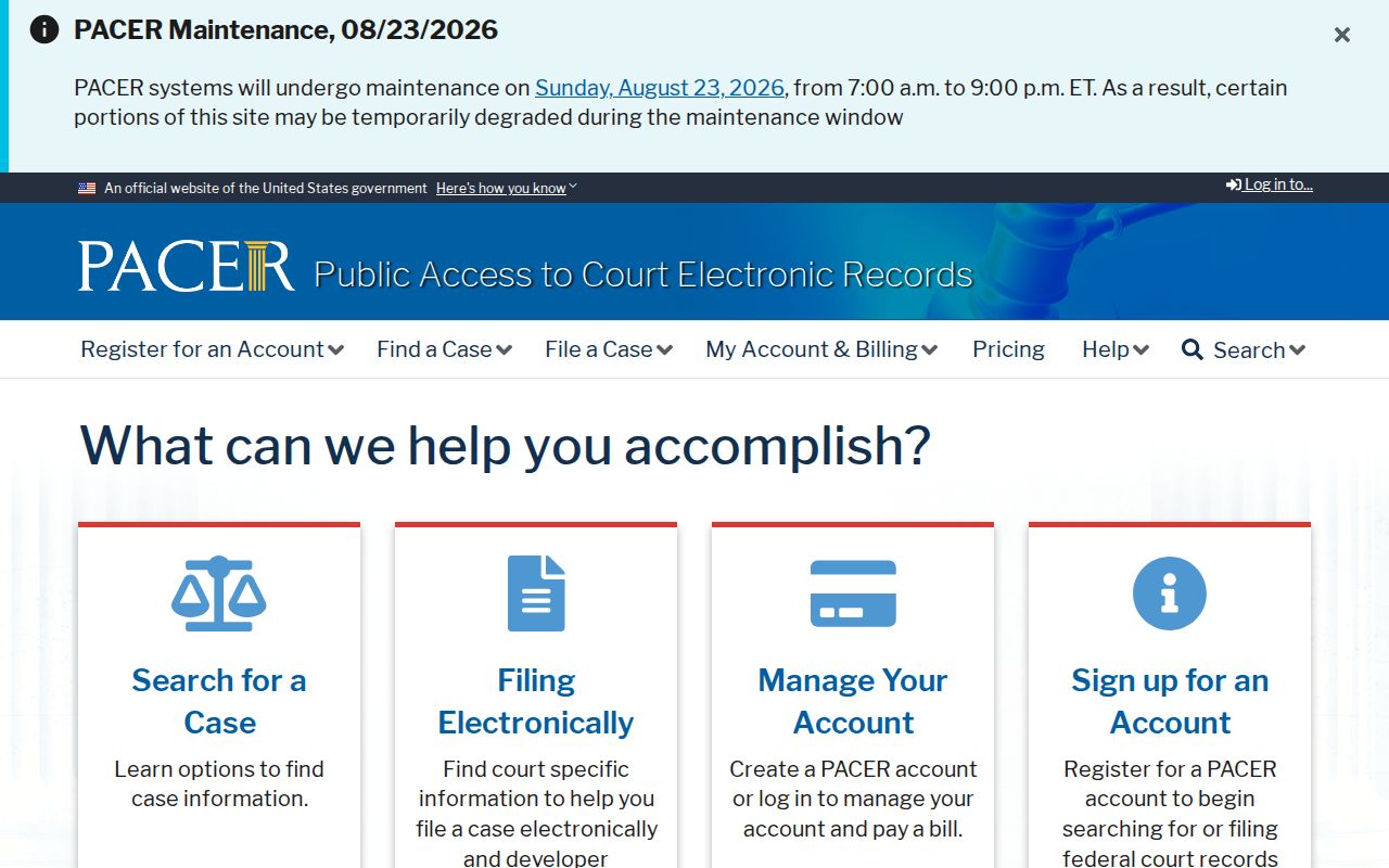 Sarasota County resident lookup through PACER federal court records